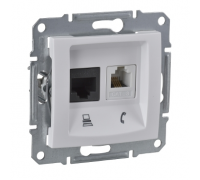 Sedna telef+komp. RJ11+RJ45 lizdas (sp baltas)