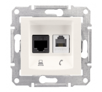 Sedna telef+komp. RJ11+RJ45 lizdas (sp kreminis)
